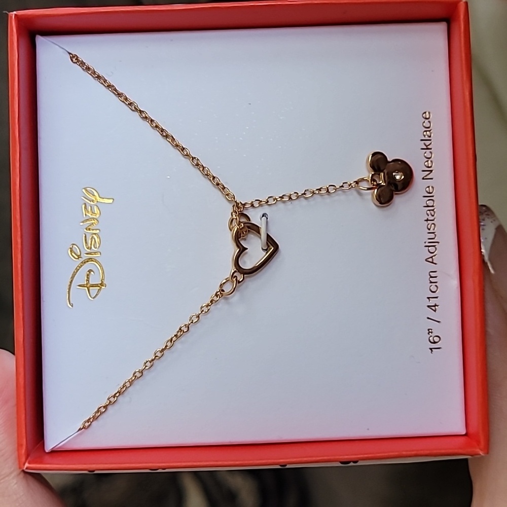 Magical Mickey Mouse and Heart Pendant Lariat Necklace Magical Mickey Mouse and - Picture 4 of 7